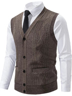 Men's Elegant Button-Down Sweater Vest - ꫀꪶꫀᧁꪖꪀᥴꫀ꠸ᠻꪗ~ 𝔈𝔪𝔟𝔯𝔞𝔠𝔢 𝔈𝔩𝔢𝔤𝔞𝔫𝔠𝔢