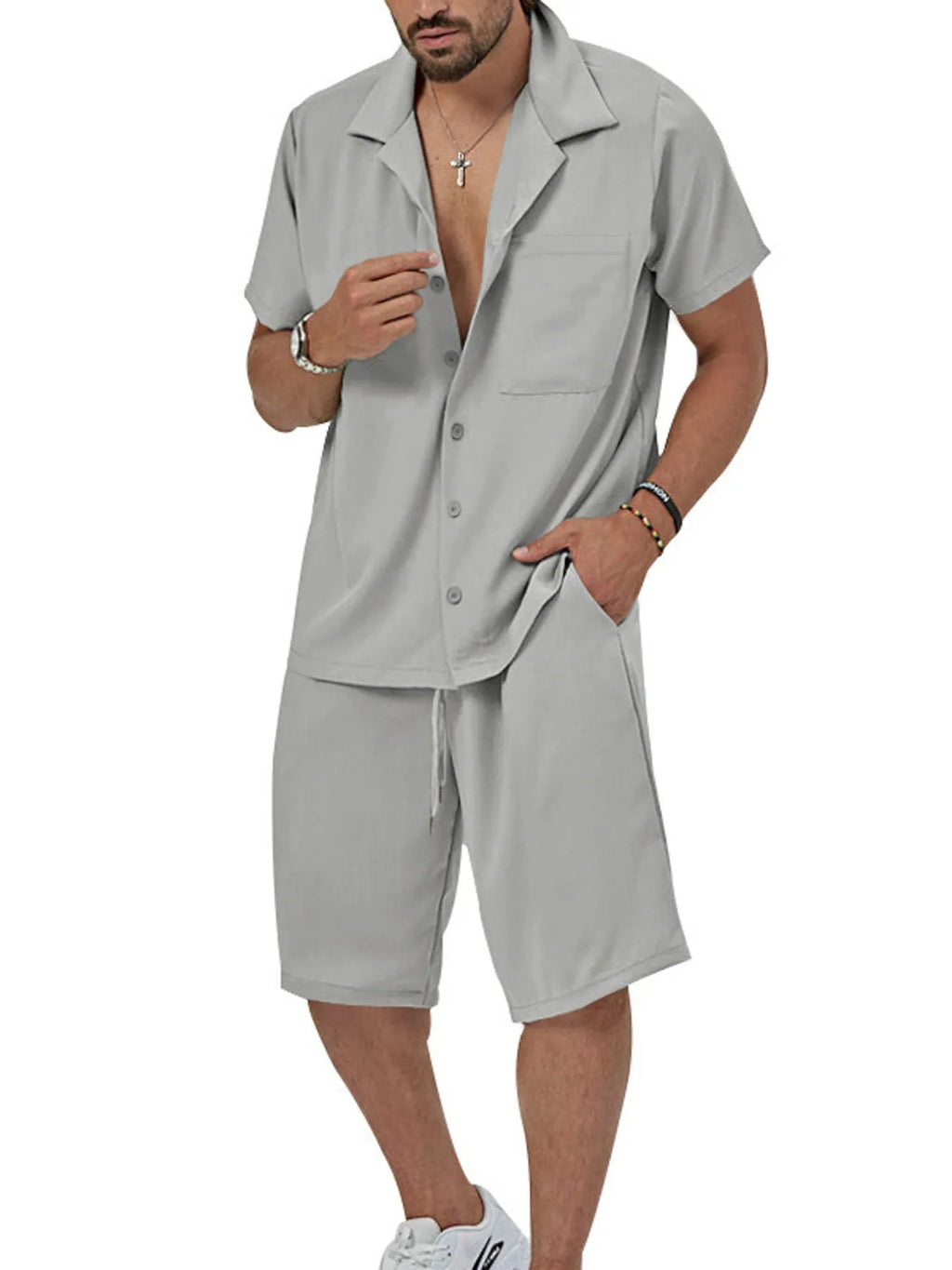 Men's Plus Size Button Up Short Sleeve Shirt and Shorts Set - ꫀꪶꫀᧁꪖꪀᥴꫀ꠸ᠻꪗ~ 𝔈𝔪𝔟𝔯𝔞𝔠𝔢 𝔈𝔩𝔢𝔤𝔞𝔫𝔠𝔢
