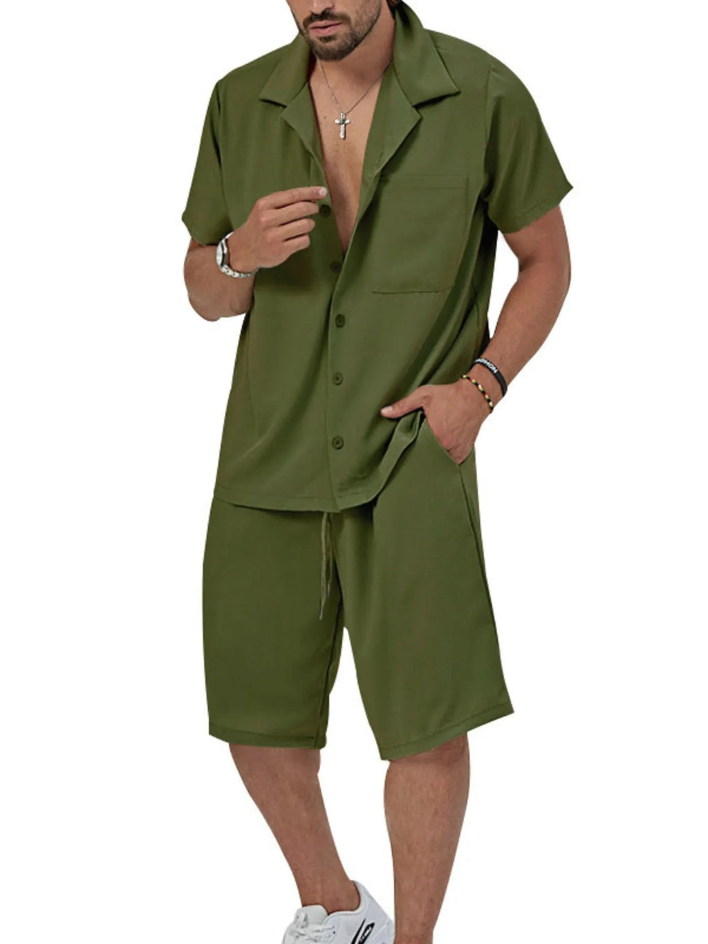 Men's Plus Size Button Up Short Sleeve Shirt and Shorts Set - ꫀꪶꫀᧁꪖꪀᥴꫀ꠸ᠻꪗ~ 𝔈𝔪𝔟𝔯𝔞𝔠𝔢 𝔈𝔩𝔢𝔤𝔞𝔫𝔠𝔢