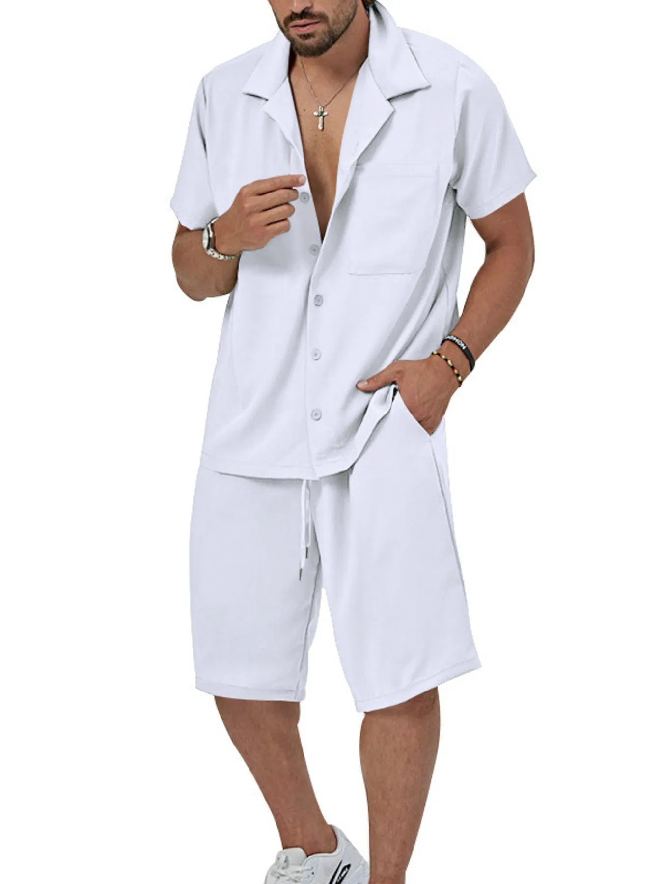 Men's Plus Size Button Up Short Sleeve Shirt and Shorts Set - ꫀꪶꫀᧁꪖꪀᥴꫀ꠸ᠻꪗ~ 𝔈𝔪𝔟𝔯𝔞𝔠𝔢 𝔈𝔩𝔢𝔤𝔞𝔫𝔠𝔢
