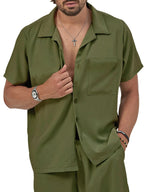 Men's Plus Size Button Up Short Sleeve Shirt and Shorts Set - ꫀꪶꫀᧁꪖꪀᥴꫀ꠸ᠻꪗ~ 𝔈𝔪𝔟𝔯𝔞𝔠𝔢 𝔈𝔩𝔢𝔤𝔞𝔫𝔠𝔢