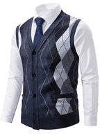 Men's Classic Argyle Pattern Knitted Sweater Vest - ꫀꪶꫀᧁꪖꪀᥴꫀ꠸ᠻꪗ~ 𝔈𝔪𝔟𝔯𝔞𝔠𝔢 𝔈𝔩𝔢𝔤𝔞𝔫𝔠𝔢