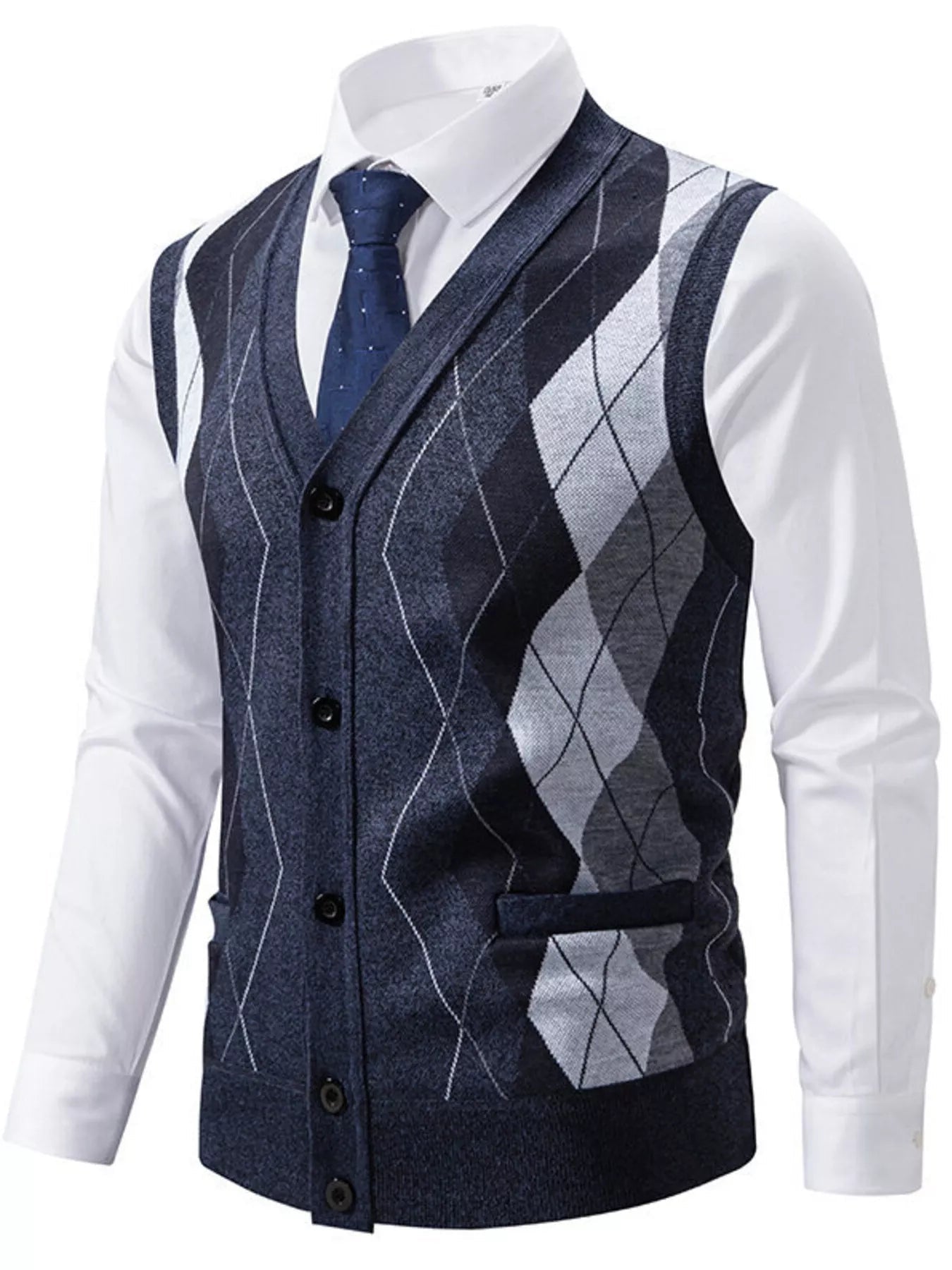 Men's Classic Argyle Pattern Knitted Sweater Vest - ꫀꪶꫀᧁꪖꪀᥴꫀ꠸ᠻꪗ~ 𝔈𝔪𝔟𝔯𝔞𝔠𝔢 𝔈𝔩𝔢𝔤𝔞𝔫𝔠𝔢