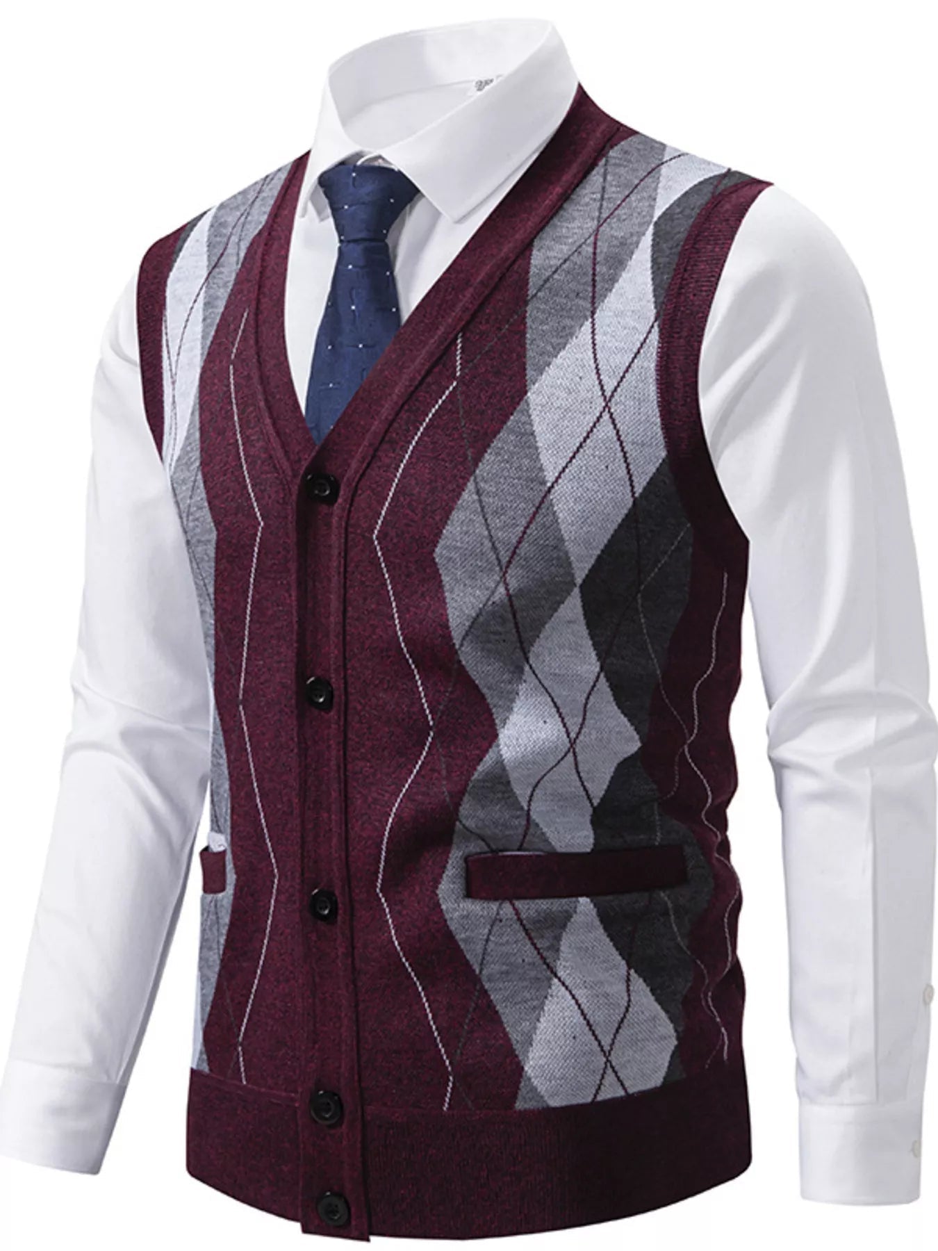 Men's Classic Argyle Pattern Knitted Sweater Vest - ꫀꪶꫀᧁꪖꪀᥴꫀ꠸ᠻꪗ~ 𝔈𝔪𝔟𝔯𝔞𝔠𝔢 𝔈𝔩𝔢𝔤𝔞𝔫𝔠𝔢