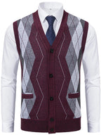 Men's Classic Argyle Pattern Knitted Sweater Vest - ꫀꪶꫀᧁꪖꪀᥴꫀ꠸ᠻꪗ~ 𝔈𝔪𝔟𝔯𝔞𝔠𝔢 𝔈𝔩𝔢𝔤𝔞𝔫𝔠𝔢