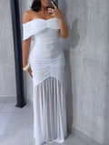 Off - Shoulder Ruched Bodycon Maxi Dress - ꫀꪶꫀᧁꪖꪀᥴꫀ꠸ᠻꪗ~ 𝔈𝔪𝔟𝔯𝔞𝔠𝔢 𝔈𝔩𝔢𝔤𝔞𝔫𝔠𝔢