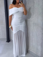 Off - Shoulder Ruched Bodycon Maxi Dress - ꫀꪶꫀᧁꪖꪀᥴꫀ꠸ᠻꪗ~ 𝔈𝔪𝔟𝔯𝔞𝔠𝔢 𝔈𝔩𝔢𝔤𝔞𝔫𝔠𝔢