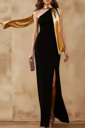 One - Shoulder Slit Maxi Dress - ꫀꪶꫀᧁꪖꪀᥴꫀ꠸ᠻꪗ~ 𝔈𝔪𝔟𝔯𝔞𝔠𝔢 𝔈𝔩𝔢𝔤𝔞𝔫𝔠𝔢