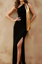 One - Shoulder Slit Maxi Dress - ꫀꪶꫀᧁꪖꪀᥴꫀ꠸ᠻꪗ~ 𝔈𝔪𝔟𝔯𝔞𝔠𝔢 𝔈𝔩𝔢𝔤𝔞𝔫𝔠𝔢