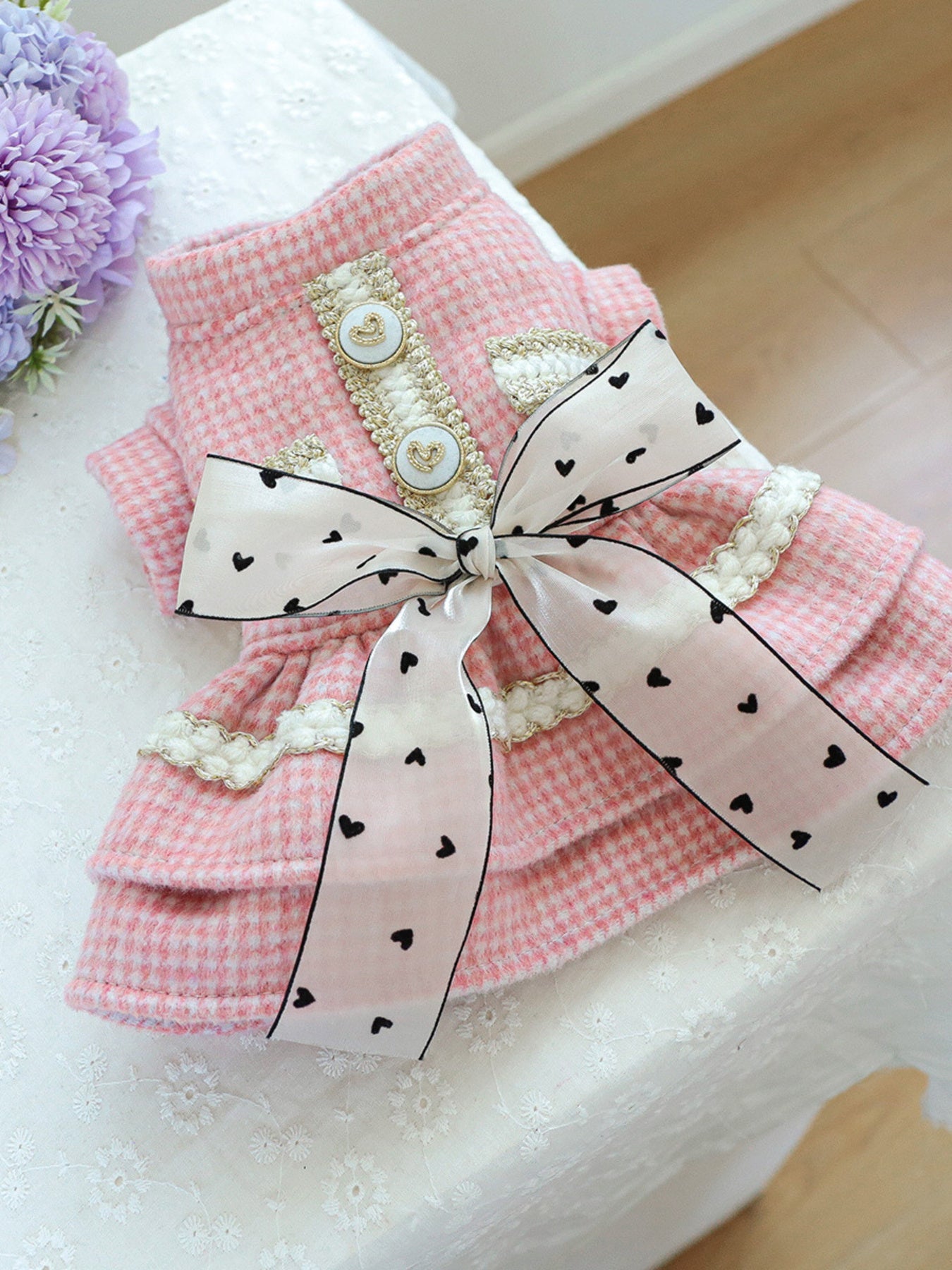 Plaid Ruffle Pet Dress with Bow - ꫀꪶꫀᧁꪖꪀᥴꫀ꠸ᠻꪗ~ 𝔈𝔪𝔟𝔯𝔞𝔠𝔢 𝔈𝔩𝔢𝔤𝔞𝔫𝔠𝔢