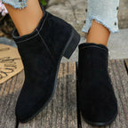 Trendy Flat Point Toe Block Heels With Zipper - ꫀꪶꫀᧁꪖꪀᥴꫀ꠸ᠻꪗ~ 𝔈𝔪𝔟𝔯𝔞𝔠𝔢 𝔈𝔩𝔢𝔤𝔞𝔫𝔠𝔢