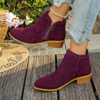 Trendy Flat Point Toe Block Heels With Zipper - ꫀꪶꫀᧁꪖꪀᥴꫀ꠸ᠻꪗ~ 𝔈𝔪𝔟𝔯𝔞𝔠𝔢 𝔈𝔩𝔢𝔤𝔞𝔫𝔠𝔢