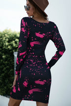 Printed Boat Neck Long Sleeve Dress - ꫀꪶꫀᧁꪖꪀᥴꫀ꠸ᠻꪗ~ 𝔈𝔪𝔟𝔯𝔞𝔠𝔢 𝔈𝔩𝔢𝔤𝔞𝔫𝔠𝔢