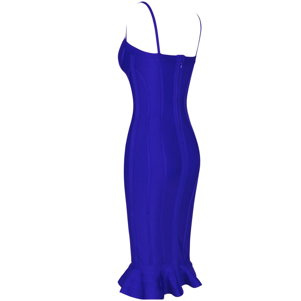 Women Lemon Yellow Fluted Bustier Mermaid Bandage Dress  Sexy Club Party Dresss