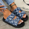 Raw Edge Checkered Cloth Buckle Slippers - ꫀꪶꫀᧁꪖꪀᥴꫀ꠸ᠻꪗ~ 𝔈𝔪𝔟𝔯𝔞𝔠𝔢 𝔈𝔩𝔢𝔤𝔞𝔫𝔠𝔢