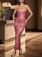 Rhinestone Fashion Tube Maxi Dress - ꫀꪶꫀᧁꪖꪀᥴꫀ꠸ᠻꪗ~ 𝔈𝔪𝔟𝔯𝔞𝔠𝔢 𝔈𝔩𝔢𝔤𝔞𝔫𝔠𝔢