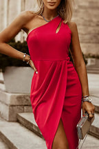Stylish Ruched Cutout Single Shoulder Dress - ꫀꪶꫀᧁꪖꪀᥴꫀ꠸ᠻꪗ~ 𝔈𝔪𝔟𝔯𝔞𝔠𝔢 𝔈𝔩𝔢𝔤𝔞𝔫𝔠𝔢