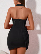 Fashionable Ruched Halter Neck Mini Dress - ꫀꪶꫀᧁꪖꪀᥴꫀ꠸ᠻꪗ~ 𝔈𝔪𝔟𝔯𝔞𝔠𝔢 𝔈𝔩𝔢𝔤𝔞𝔫𝔠𝔢