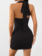Trendy Ruched Halter Neck Mini Dress - ꫀꪶꫀᧁꪖꪀᥴꫀ꠸ᠻꪗ~ 𝔈𝔪𝔟𝔯𝔞𝔠𝔢 𝔈𝔩𝔢𝔤𝔞𝔫𝔠𝔢