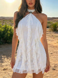 Stylish Ruffle Halter Neck Mini Dress - ꫀꪶꫀᧁꪖꪀᥴꫀ꠸ᠻꪗ~ 𝔈𝔪𝔟𝔯𝔞𝔠𝔢 𝔈𝔩𝔢𝔤𝔞𝔫𝔠𝔢