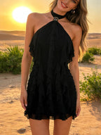 Stylish Ruffle Halter Neck Mini Dress - ꫀꪶꫀᧁꪖꪀᥴꫀ꠸ᠻꪗ~ 𝔈𝔪𝔟𝔯𝔞𝔠𝔢 𝔈𝔩𝔢𝔤𝔞𝔫𝔠𝔢