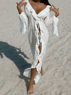 Fashion Ruffled Long Sleeve Cover-Up Dress - ꫀꪶꫀᧁꪖꪀᥴꫀ꠸ᠻꪗ~ 𝔈𝔪𝔟𝔯𝔞𝔠𝔢 𝔈𝔩𝔢𝔤𝔞𝔫𝔠𝔢