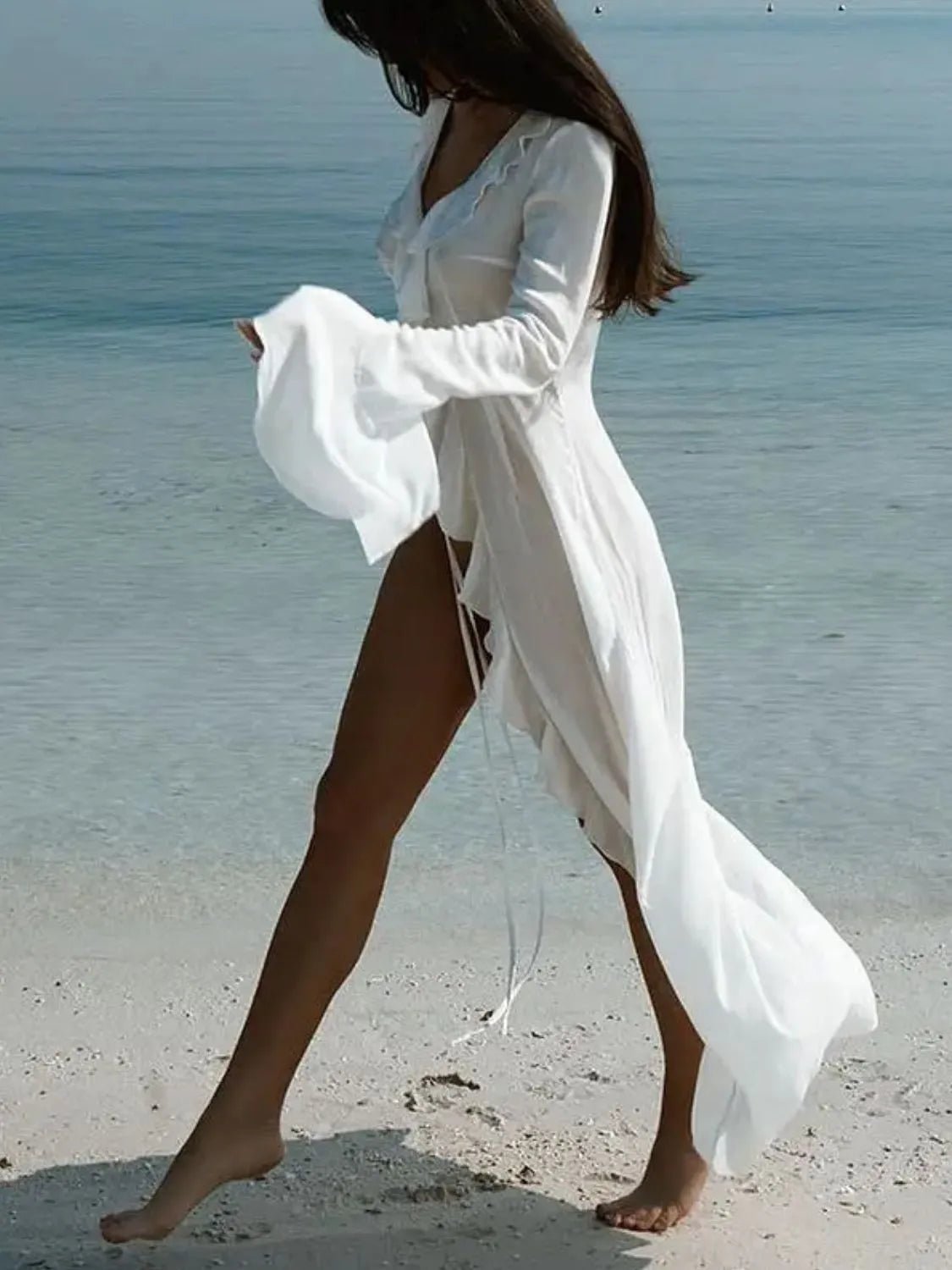long sleeve cover up dress Fashion Ruffled Long Sleeve Cover-Up Dress – ꫀꪶꫀᧁꪖꪀᥴꫀ꠸ᠻꪗ~ 𝔈𝔪𝔟𝔯𝔞𝔠𝔢  𝔈𝔩𝔢𝔤𝔞𝔫𝔠𝔢