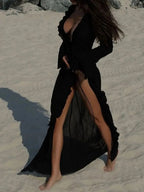 Fashion Ruffled Long Sleeve Cover-Up Dress - ꫀꪶꫀᧁꪖꪀᥴꫀ꠸ᠻꪗ~ 𝔈𝔪𝔟𝔯𝔞𝔠𝔢 𝔈𝔩𝔢𝔤𝔞𝔫𝔠𝔢