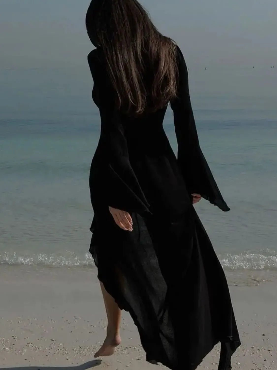 Fashion Ruffled Long Sleeve Cover-Up Dress - ꫀꪶꫀᧁꪖꪀᥴꫀ꠸ᠻꪗ~ 𝔈𝔪𝔟𝔯𝔞𝔠𝔢 𝔈𝔩𝔢𝔤𝔞𝔫𝔠𝔢