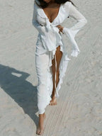 Fashion Ruffled Long Sleeve Cover-Up Dress - ꫀꪶꫀᧁꪖꪀᥴꫀ꠸ᠻꪗ~ 𝔈𝔪𝔟𝔯𝔞𝔠𝔢 𝔈𝔩𝔢𝔤𝔞𝔫𝔠𝔢