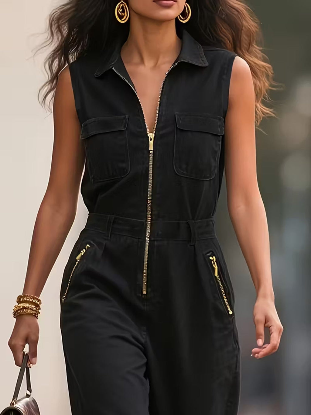 Fashionable Sleeveless Zip-Up Jumpsuit - ꫀꪶꫀᧁꪖꪀᥴꫀ꠸ᠻꪗ~ 𝔈𝔪𝔟𝔯𝔞𝔠𝔢 𝔈𝔩𝔢𝔤𝔞𝔫𝔠𝔢