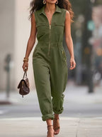 Fashionable Sleeveless Zip-Up Jumpsuit - ꫀꪶꫀᧁꪖꪀᥴꫀ꠸ᠻꪗ~ 𝔈𝔪𝔟𝔯𝔞𝔠𝔢 𝔈𝔩𝔢𝔤𝔞𝔫𝔠𝔢