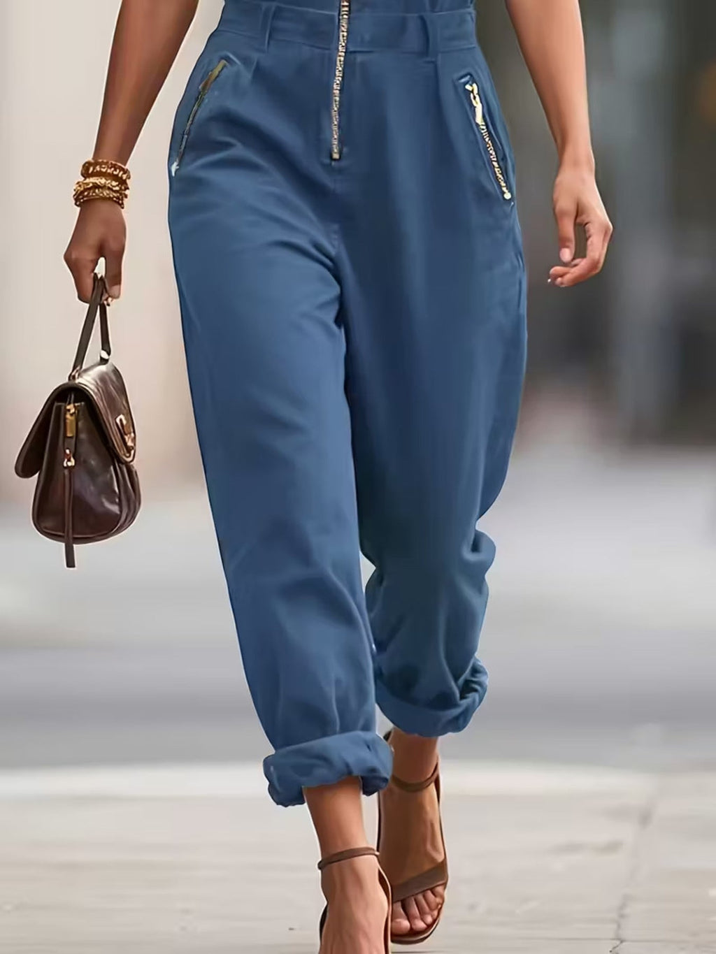 Fashionable Sleeveless Zip-Up Jumpsuit - ꫀꪶꫀᧁꪖꪀᥴꫀ꠸ᠻꪗ~ 𝔈𝔪𝔟𝔯𝔞𝔠𝔢 𝔈𝔩𝔢𝔤𝔞𝔫𝔠𝔢