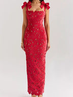 Stylish Slit Tie Shoulder Maxi Dress - ꫀꪶꫀᧁꪖꪀᥴꫀ꠸ᠻꪗ~ 𝔈𝔪𝔟𝔯𝔞𝔠𝔢 𝔈𝔩𝔢𝔤𝔞𝔫𝔠𝔢