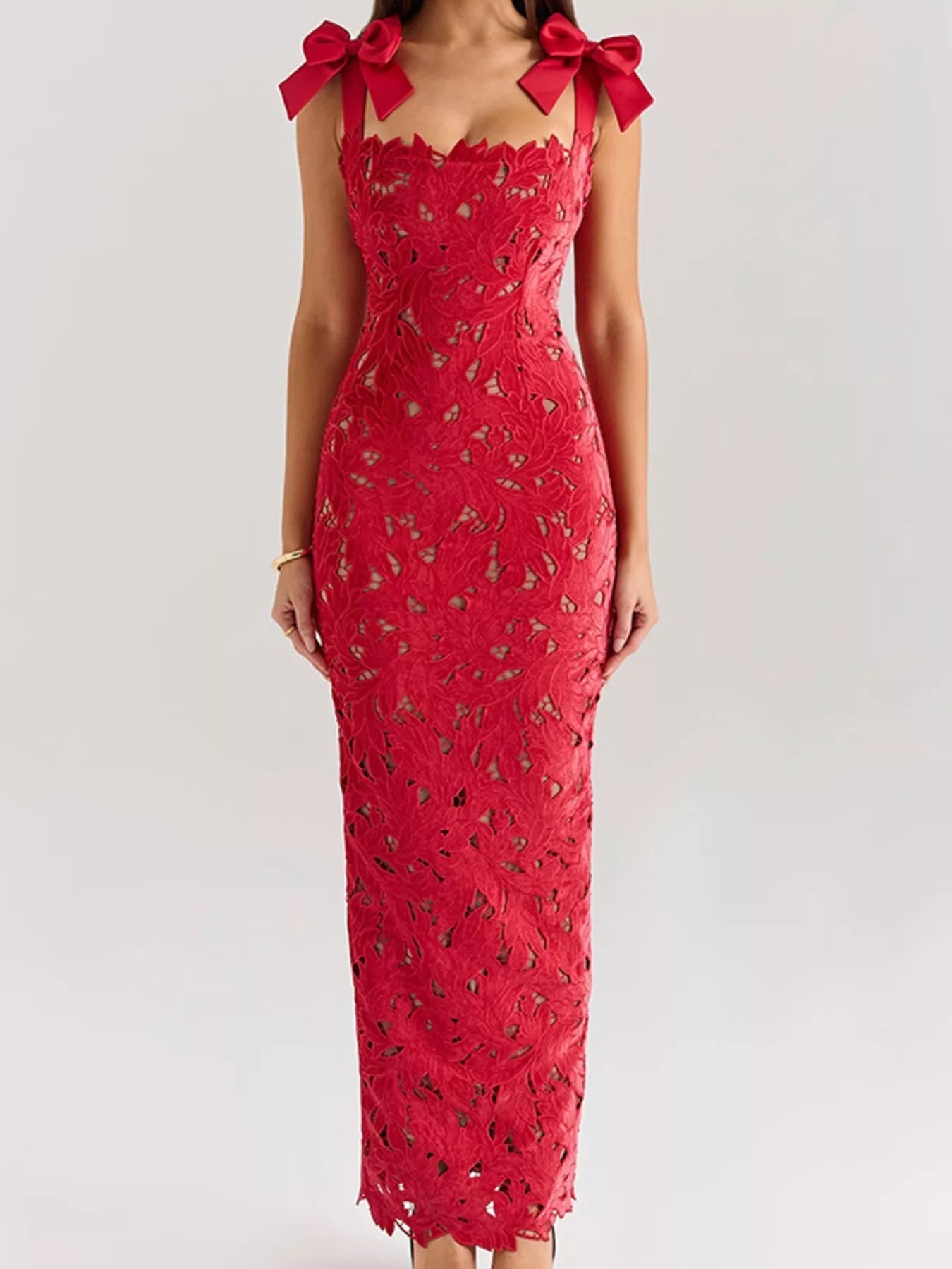Stylish Slit Tie Shoulder Maxi Dress - ꫀꪶꫀᧁꪖꪀᥴꫀ꠸ᠻꪗ~ 𝔈𝔪𝔟𝔯𝔞𝔠𝔢 𝔈𝔩𝔢𝔤𝔞𝔫𝔠𝔢