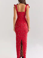 Stylish Slit Tie Shoulder Maxi Dress - ꫀꪶꫀᧁꪖꪀᥴꫀ꠸ᠻꪗ~ 𝔈𝔪𝔟𝔯𝔞𝔠𝔢 𝔈𝔩𝔢𝔤𝔞𝔫𝔠𝔢