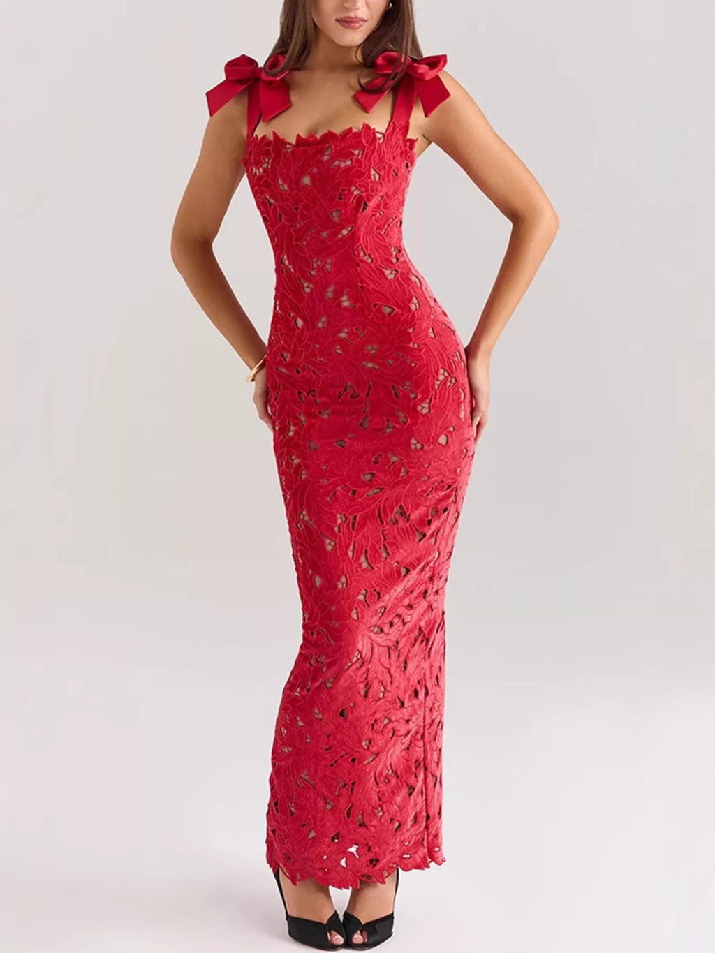 Stylish Slit Tie Shoulder Maxi Dress - ꫀꪶꫀᧁꪖꪀᥴꫀ꠸ᠻꪗ~ 𝔈𝔪𝔟𝔯𝔞𝔠𝔢 𝔈𝔩𝔢𝔤𝔞𝔫𝔠𝔢