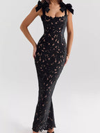 Stylish Slit Tie Shoulder Maxi Dress - ꫀꪶꫀᧁꪖꪀᥴꫀ꠸ᠻꪗ~ 𝔈𝔪𝔟𝔯𝔞𝔠𝔢 𝔈𝔩𝔢𝔤𝔞𝔫𝔠𝔢