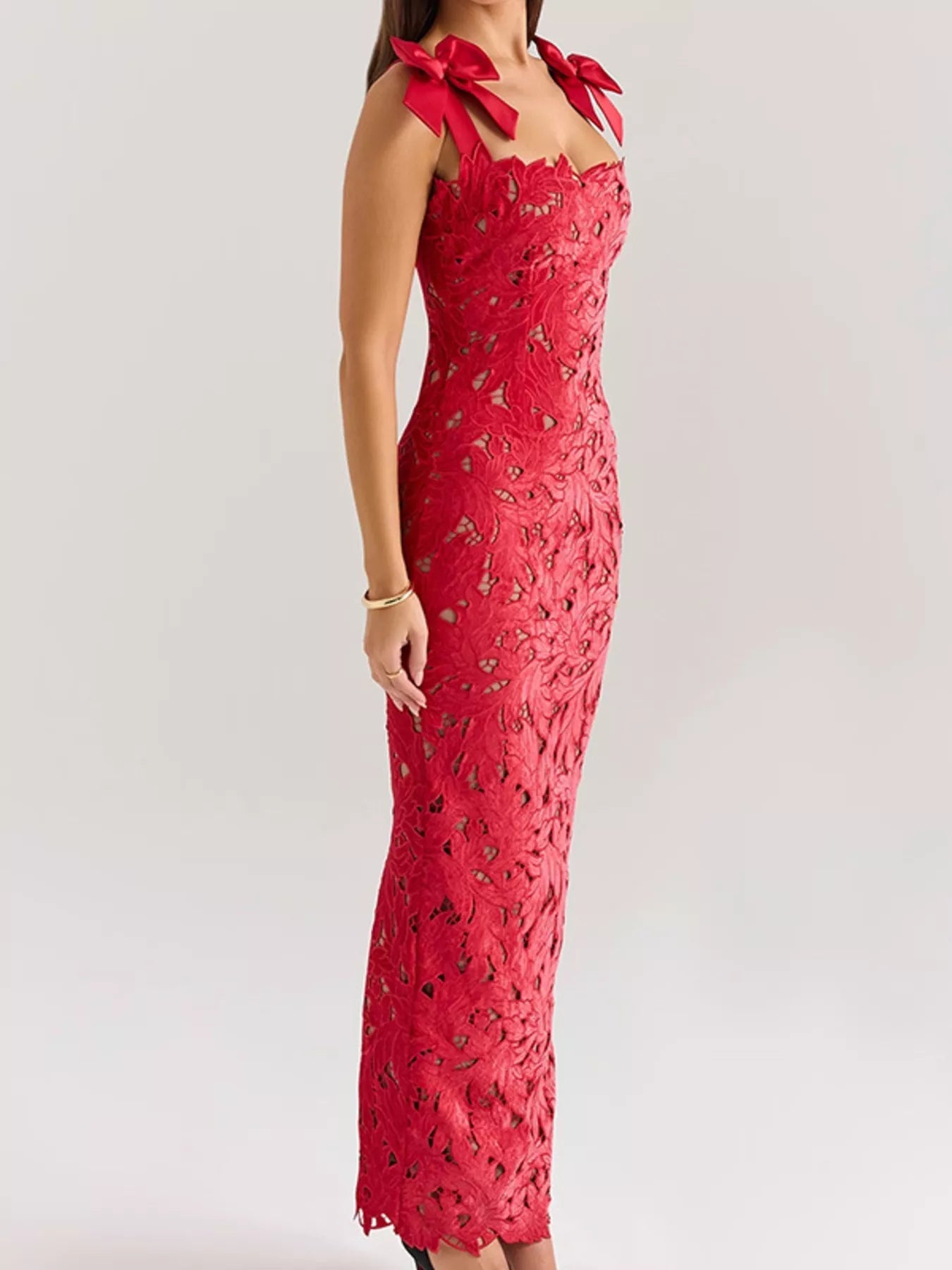 Stylish Slit Tie Shoulder Maxi Dress - ꫀꪶꫀᧁꪖꪀᥴꫀ꠸ᠻꪗ~ 𝔈𝔪𝔟𝔯𝔞𝔠𝔢 𝔈𝔩𝔢𝔤𝔞𝔫𝔠𝔢
