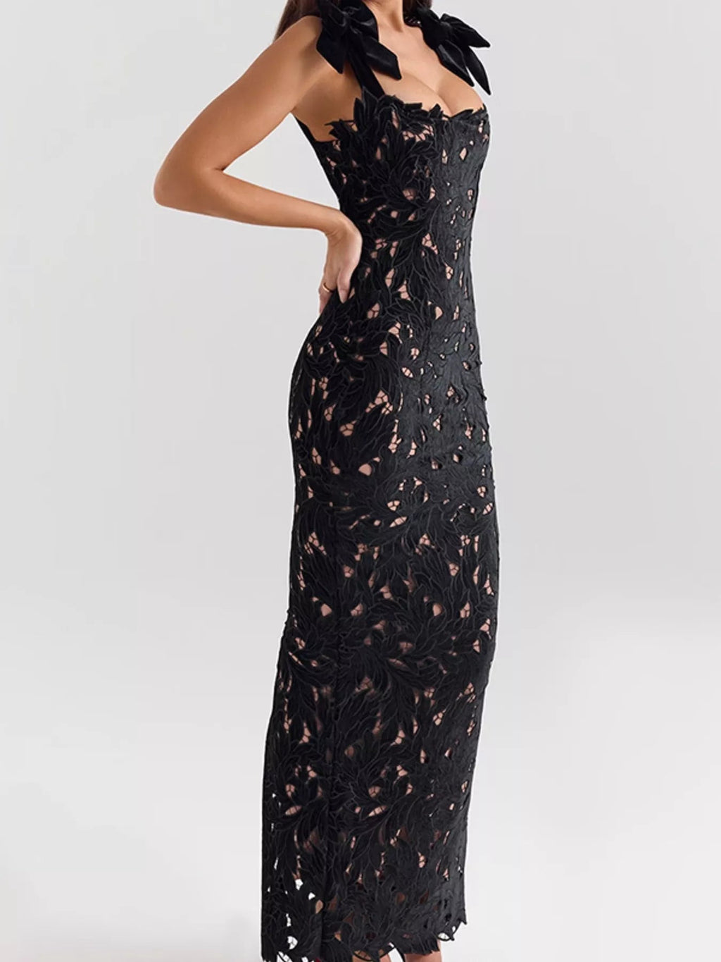 Stylish Slit Tie Shoulder Maxi Dress - ꫀꪶꫀᧁꪖꪀᥴꫀ꠸ᠻꪗ~ 𝔈𝔪𝔟𝔯𝔞𝔠𝔢 𝔈𝔩𝔢𝔤𝔞𝔫𝔠𝔢