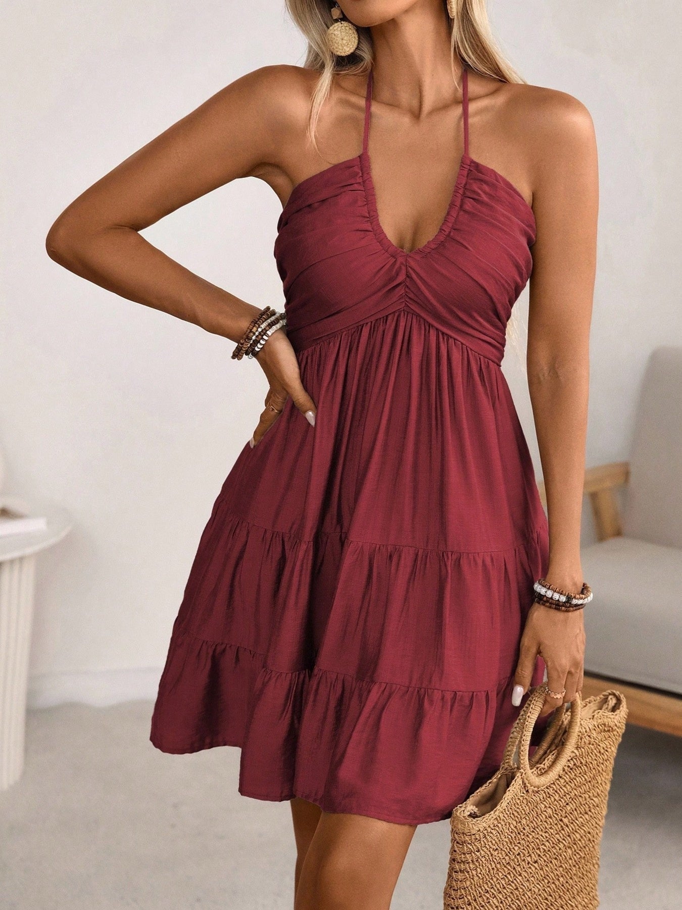 Smocked Halter Neck Tiered Dress - ꫀꪶꫀᧁꪖꪀᥴꫀ꠸ᠻꪗ~ 𝔈𝔪𝔟𝔯𝔞𝔠𝔢 𝔈𝔩𝔢𝔤𝔞𝔫𝔠𝔢