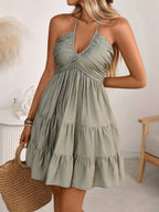 Smocked Halter Neck Tiered Dress - ꫀꪶꫀᧁꪖꪀᥴꫀ꠸ᠻꪗ~ 𝔈𝔪𝔟𝔯𝔞𝔠𝔢 𝔈𝔩𝔢𝔤𝔞𝔫𝔠𝔢
