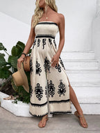 Trendy Smocked Tube Printed Wide Leg Jumpsuit - ꫀꪶꫀᧁꪖꪀᥴꫀ꠸ᠻꪗ~ 𝔈𝔪𝔟𝔯𝔞𝔠𝔢 𝔈𝔩𝔢𝔤𝔞𝔫𝔠𝔢