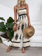 Trendy Smocked Tube Printed Wide Leg Jumpsuit - ꫀꪶꫀᧁꪖꪀᥴꫀ꠸ᠻꪗ~ 𝔈𝔪𝔟𝔯𝔞𝔠𝔢 𝔈𝔩𝔢𝔤𝔞𝔫𝔠𝔢