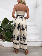 Trendy Smocked Tube Printed Wide Leg Jumpsuit - ꫀꪶꫀᧁꪖꪀᥴꫀ꠸ᠻꪗ~ 𝔈𝔪𝔟𝔯𝔞𝔠𝔢 𝔈𝔩𝔢𝔤𝔞𝔫𝔠𝔢