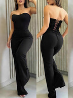 Strapless Fashion Lace-Up Back Jumpsuit - ꫀꪶꫀᧁꪖꪀᥴꫀ꠸ᠻꪗ~ 𝔈𝔪𝔟𝔯𝔞𝔠𝔢 𝔈𝔩𝔢𝔤𝔞𝔫𝔠𝔢