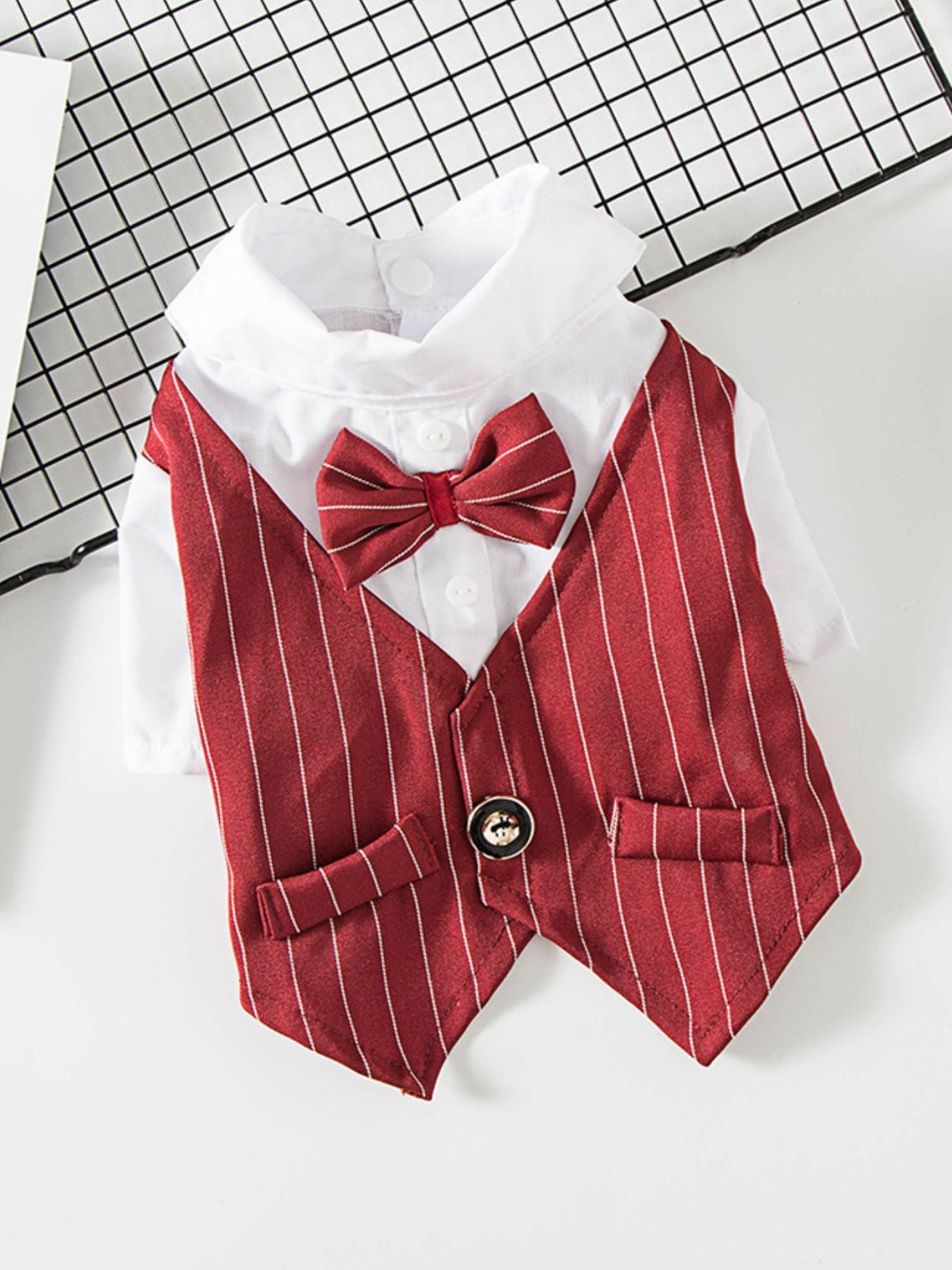 Stylish Striped Bow Tie Pet Blazer - ꫀꪶꫀᧁꪖꪀᥴꫀ꠸ᠻꪗ~ 𝔈𝔪𝔟𝔯𝔞𝔠𝔢 𝔈𝔩𝔢𝔤𝔞𝔫𝔠𝔢