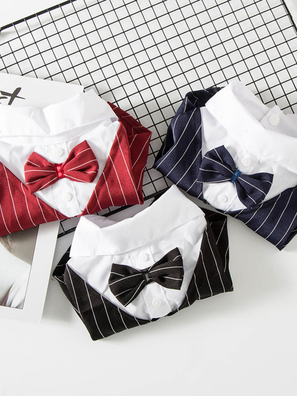 Stylish Striped Bow Tie Pet Blazer - ꫀꪶꫀᧁꪖꪀᥴꫀ꠸ᠻꪗ~ 𝔈𝔪𝔟𝔯𝔞𝔠𝔢 𝔈𝔩𝔢𝔤𝔞𝔫𝔠𝔢