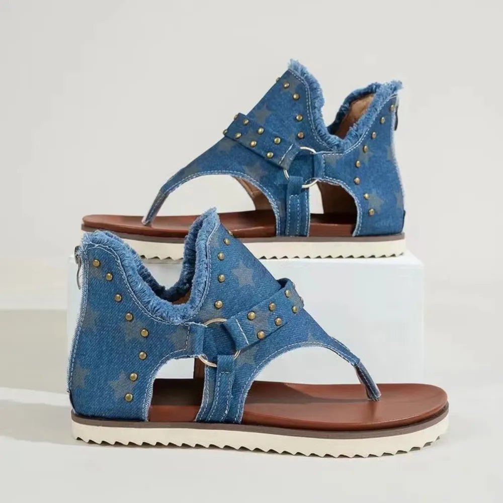 Stylish Open Toe Studded Flat Sandals - ꫀꪶꫀᧁꪖꪀᥴꫀ꠸ᠻꪗ~ 𝔈𝔪𝔟𝔯𝔞𝔠𝔢 𝔈𝔩𝔢𝔤𝔞𝔫𝔠𝔢