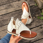Stylish Open Toe Studded Flat Sandals - ꫀꪶꫀᧁꪖꪀᥴꫀ꠸ᠻꪗ~ 𝔈𝔪𝔟𝔯𝔞𝔠𝔢 𝔈𝔩𝔢𝔤𝔞𝔫𝔠𝔢